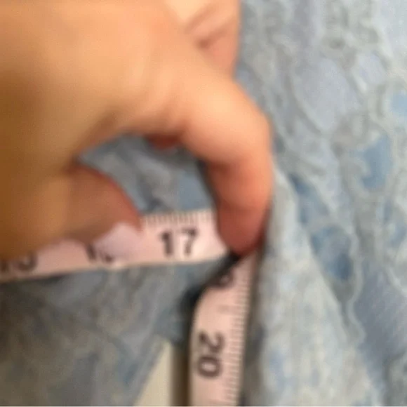 NAKED WARDROBE Velvet Lace Blue Long Sleeve Crop Top - Small - Picture 7 of 8